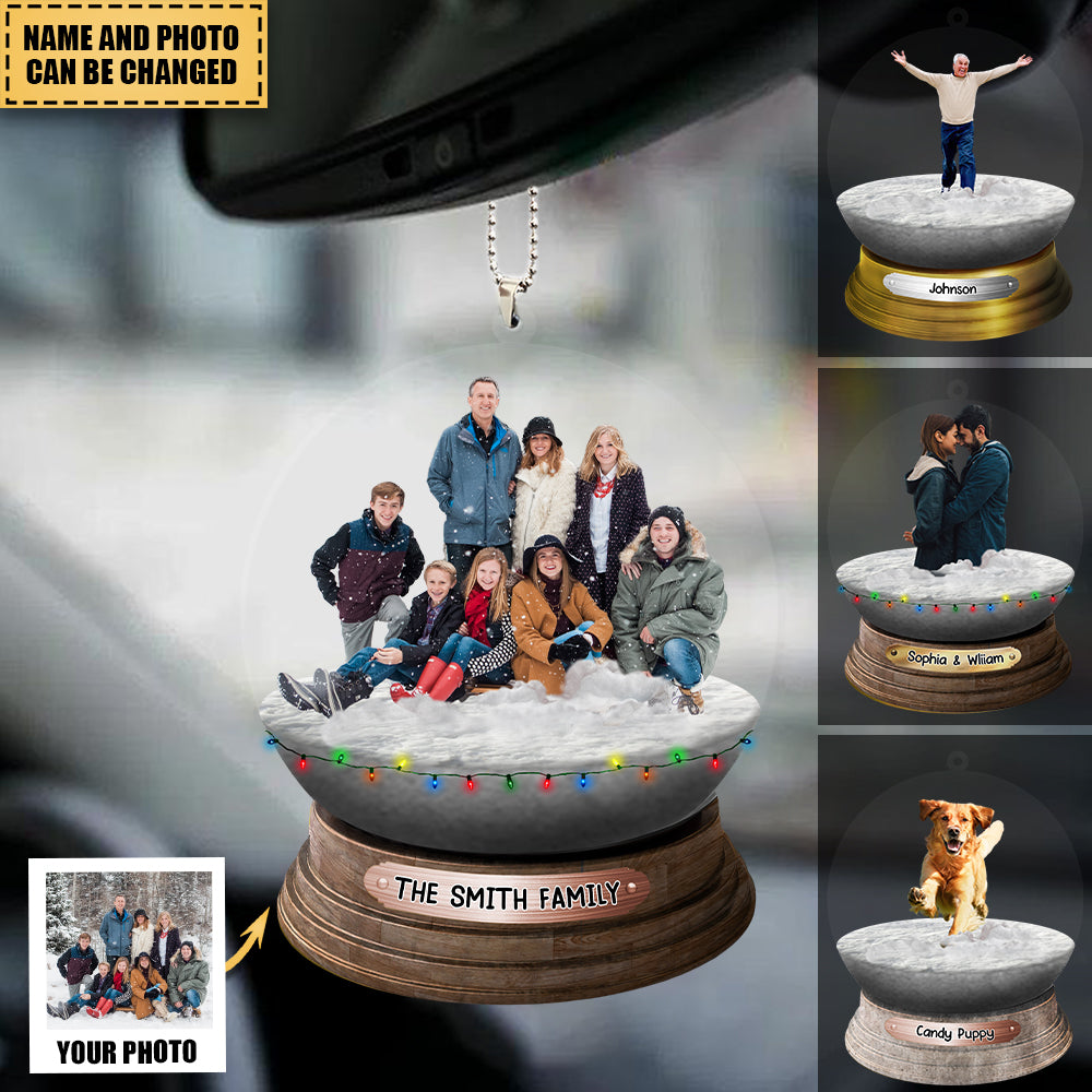 Personalized Family/Sisters/Friends/Pets In Christmas Snowball Acrylic Ornament-Upload Photo