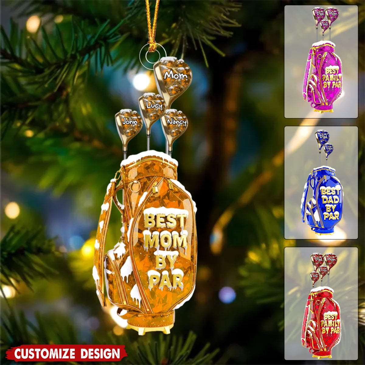 Golf Family Hand Christmas Ornament - Personalized Gifts For Family
