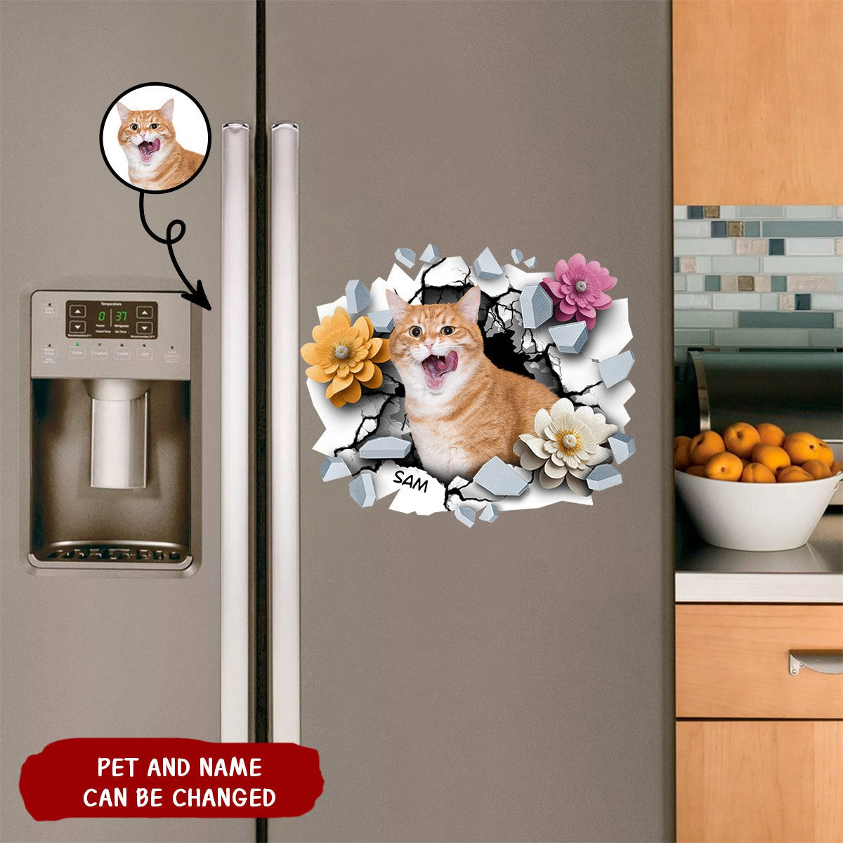 Custom Photo 3D Cracked Pet Face - Gift For Dog/Cat Lovers - Personalized Decor Decal