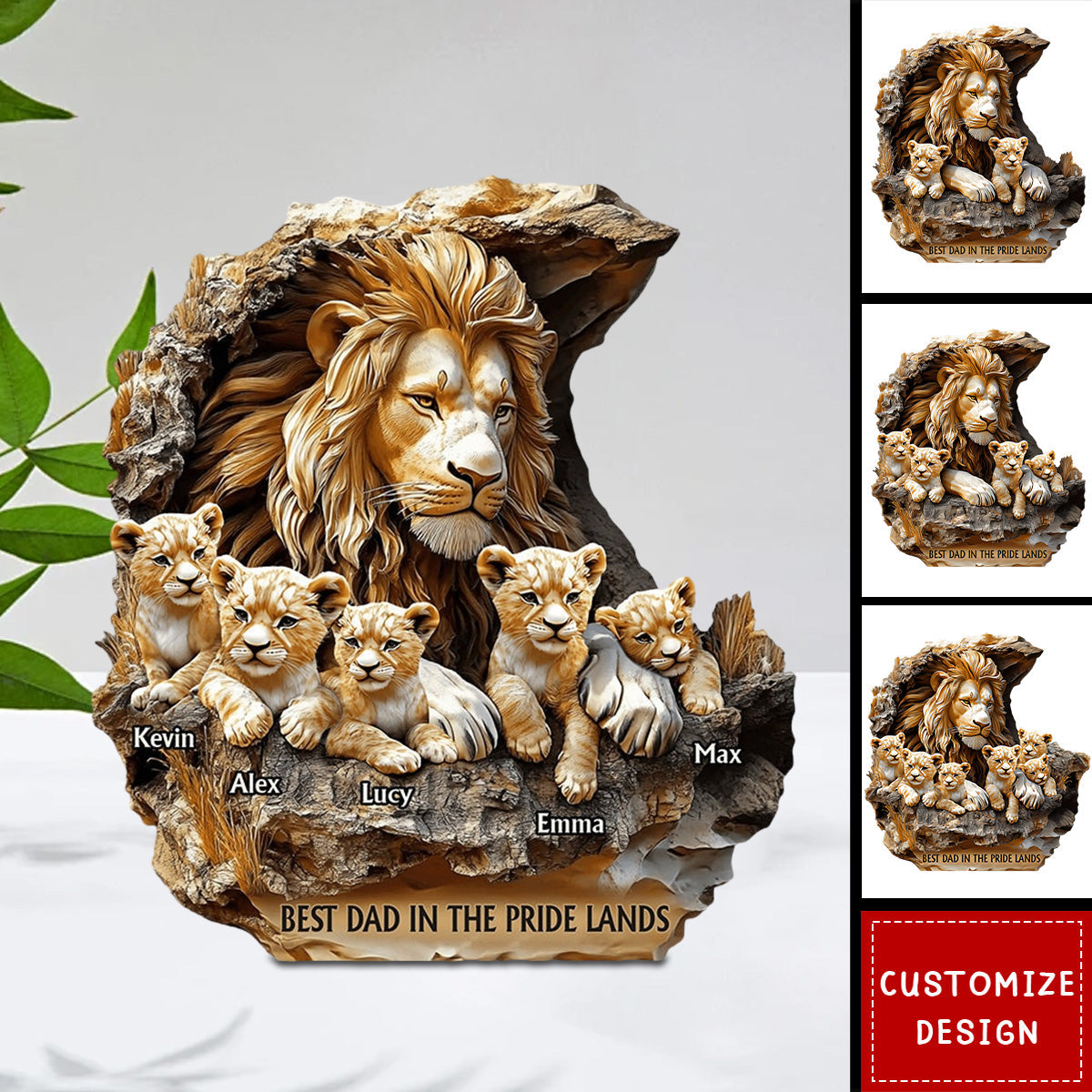 Papa Lion - Personalized Father Custom Shaped Acrylic Plaque