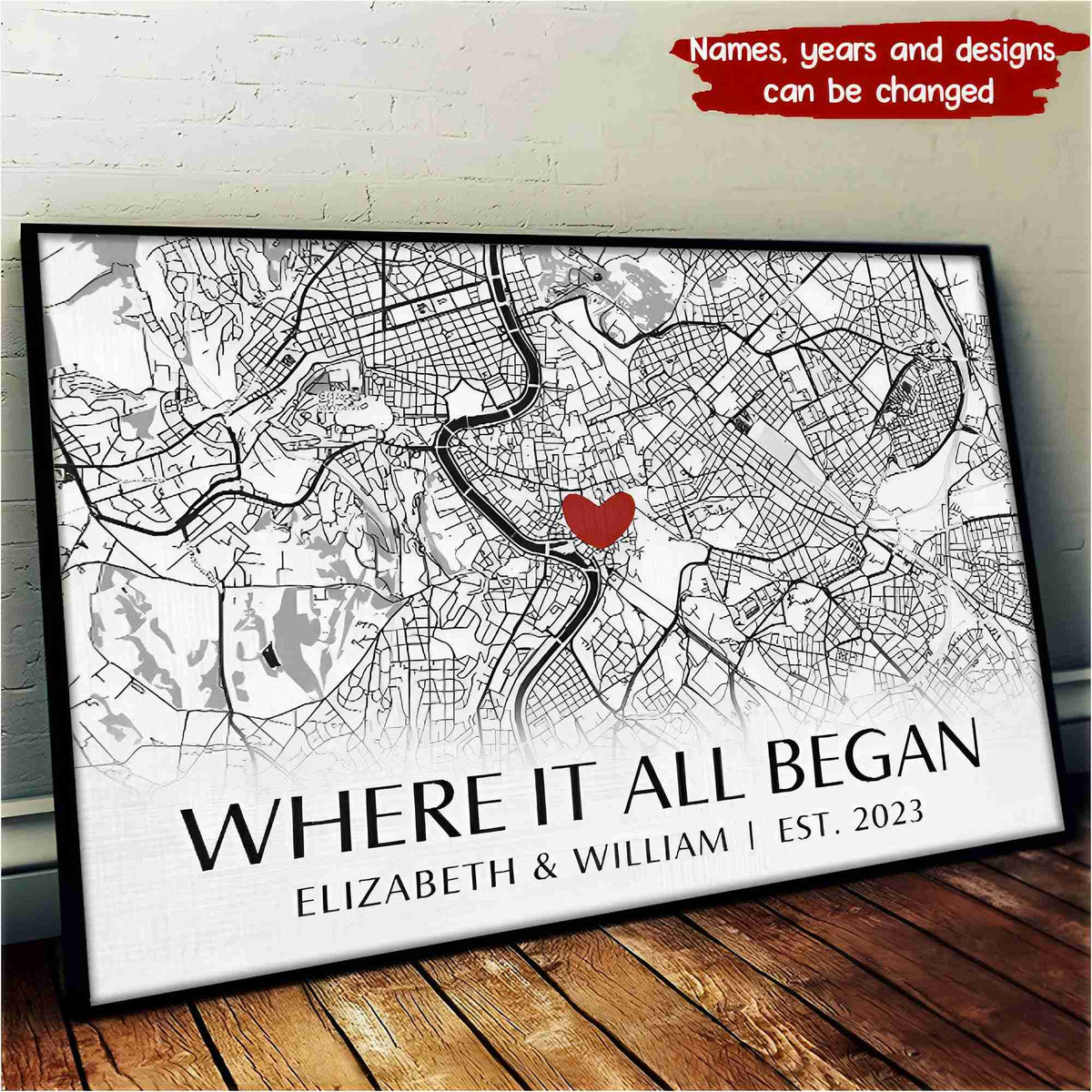 Where It All Began - Personalized Horizontal Poster - Gift For Couple