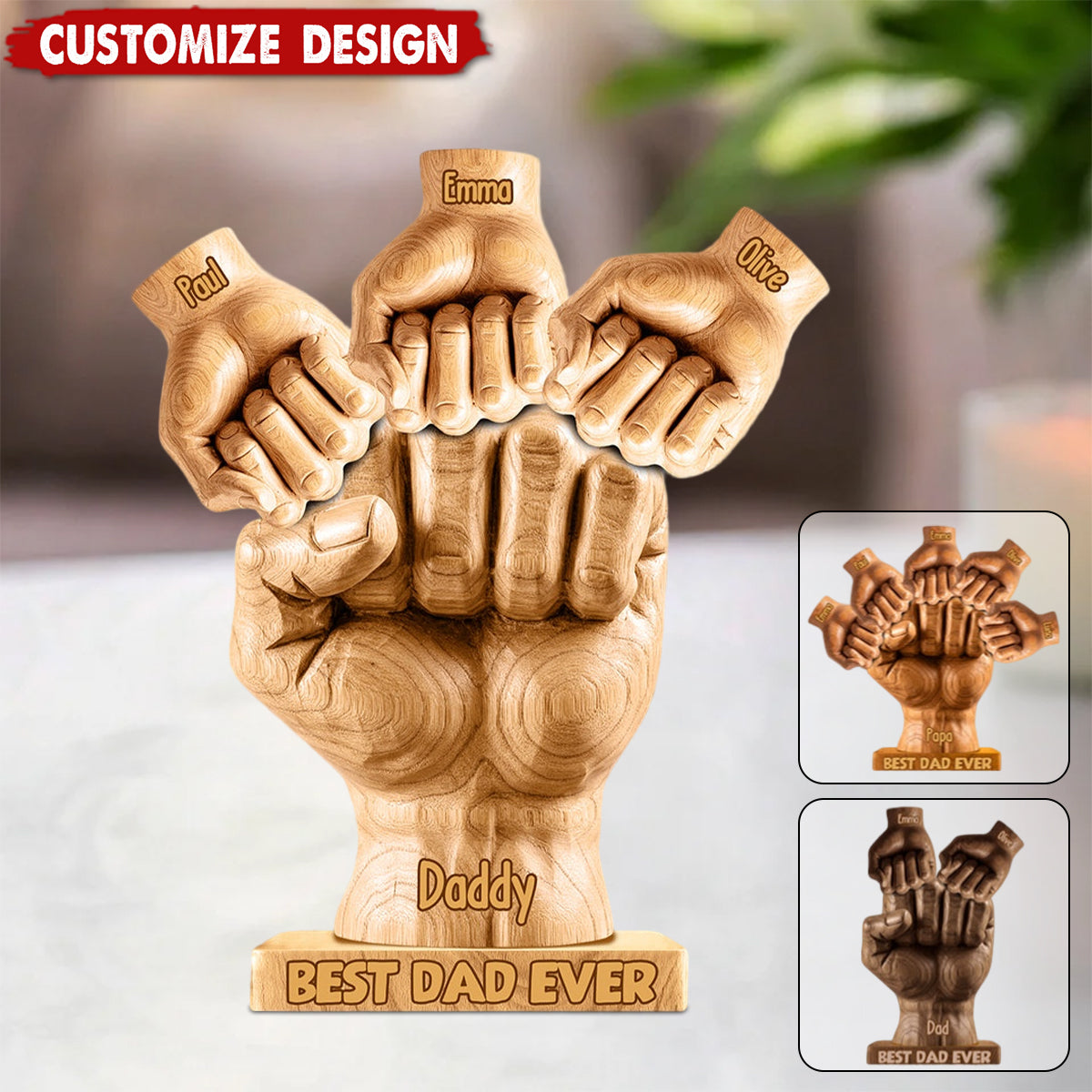 Best Dad Ever - Personalized Father Shaped Acrylic Plaque