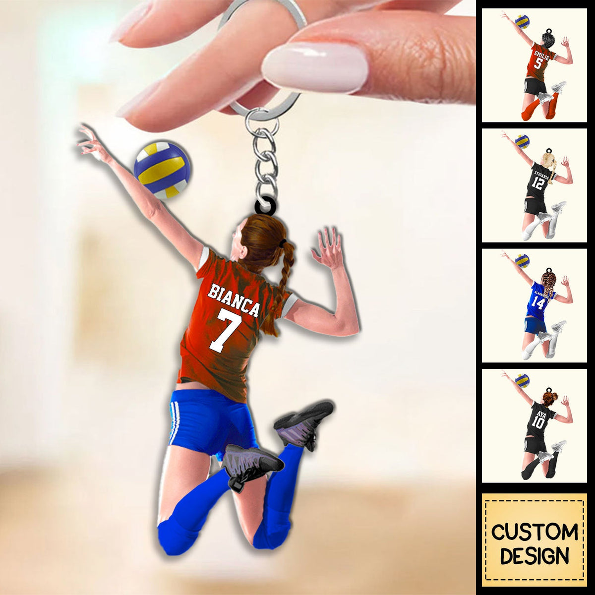 Personalized Volleyball Acrylic Keychain, Gift For Volleyball Players