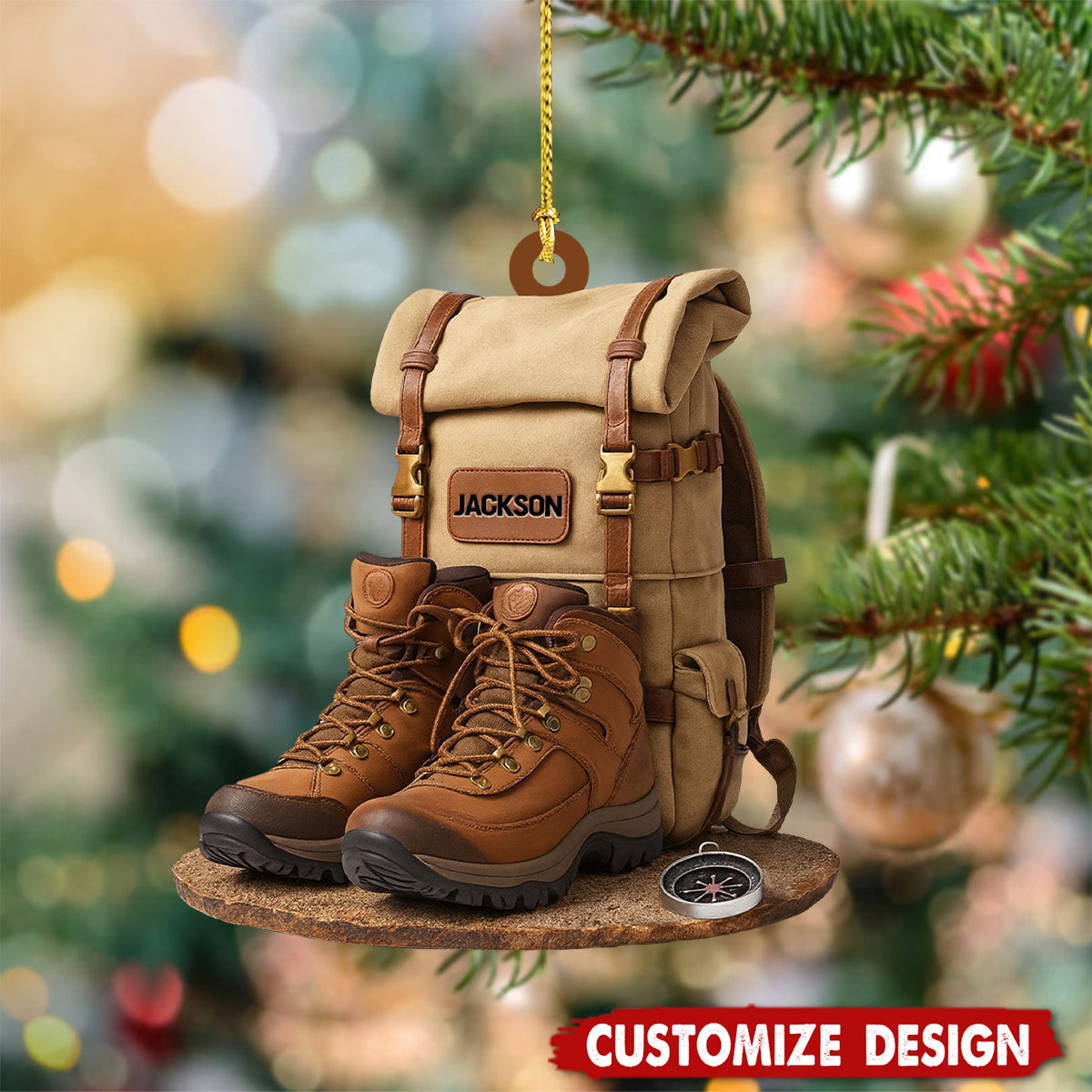 Personalized Hiking Flat Acrylic Ornament, Custom Hiking Lovers Christmas Ornament, Unique Camping Lover Gift, Xmas Gift For Hiking Club