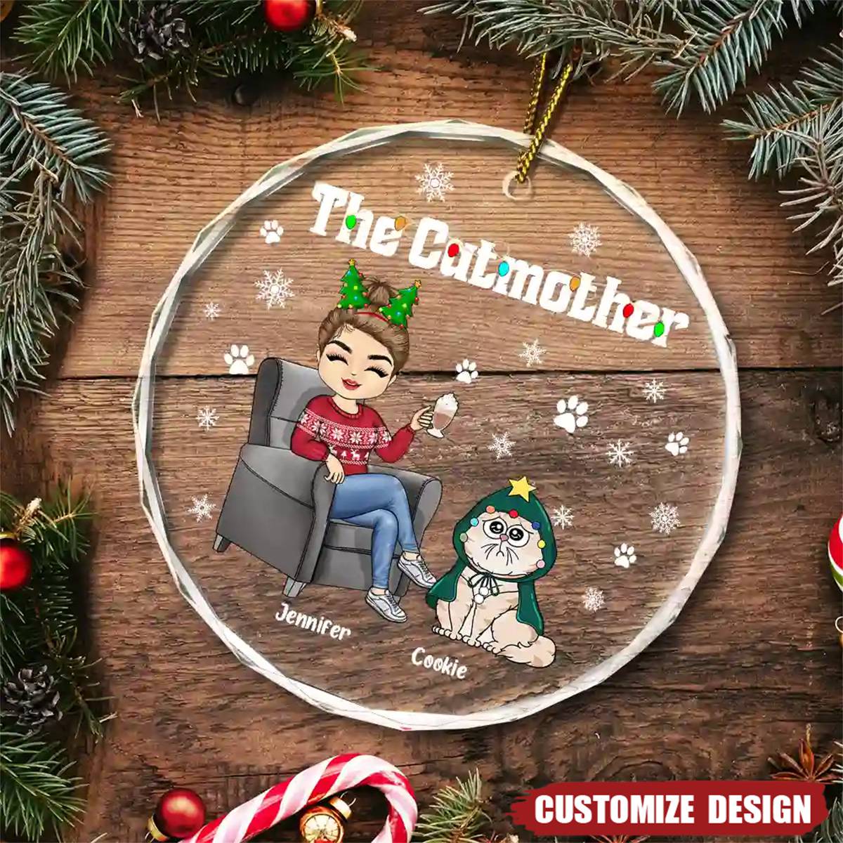 2024 New Release Christmas The Cat Mother - Personalized Circle Acrylic Ornament