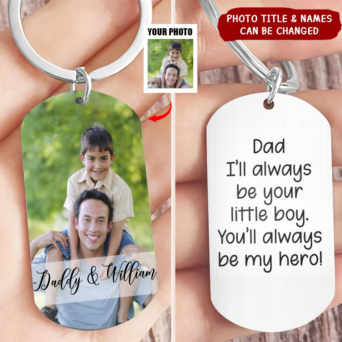 Custom Photo I'll Always Be Your Little Girl Hero - Personalized Aluminum Keychain