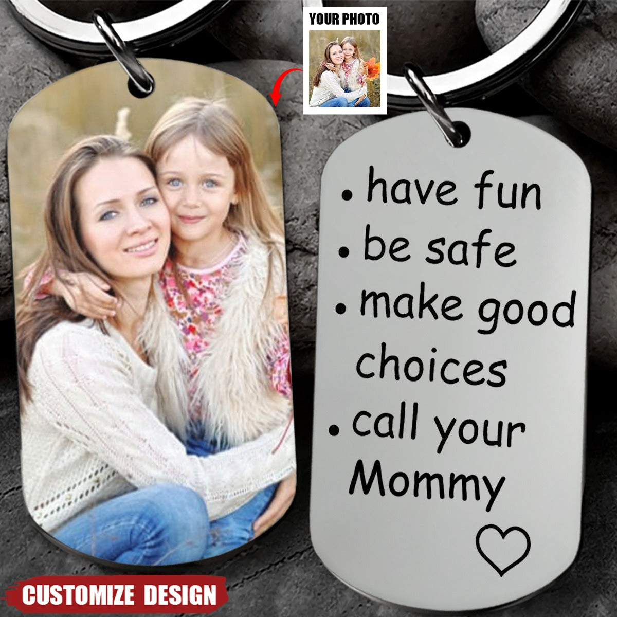 Have Fun, Be Safe, Make Good Choices and Call Your Grandma/Grandpa - Personalized Stainless Steel Keychain