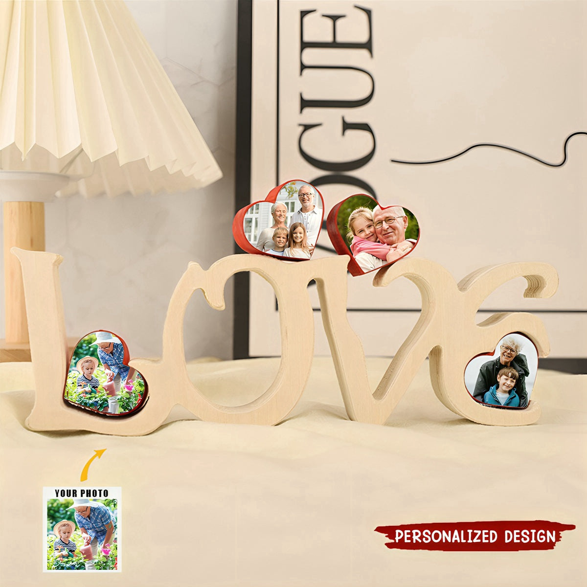 Personalized Love photo wooden decoration - Gift For Couple, Family