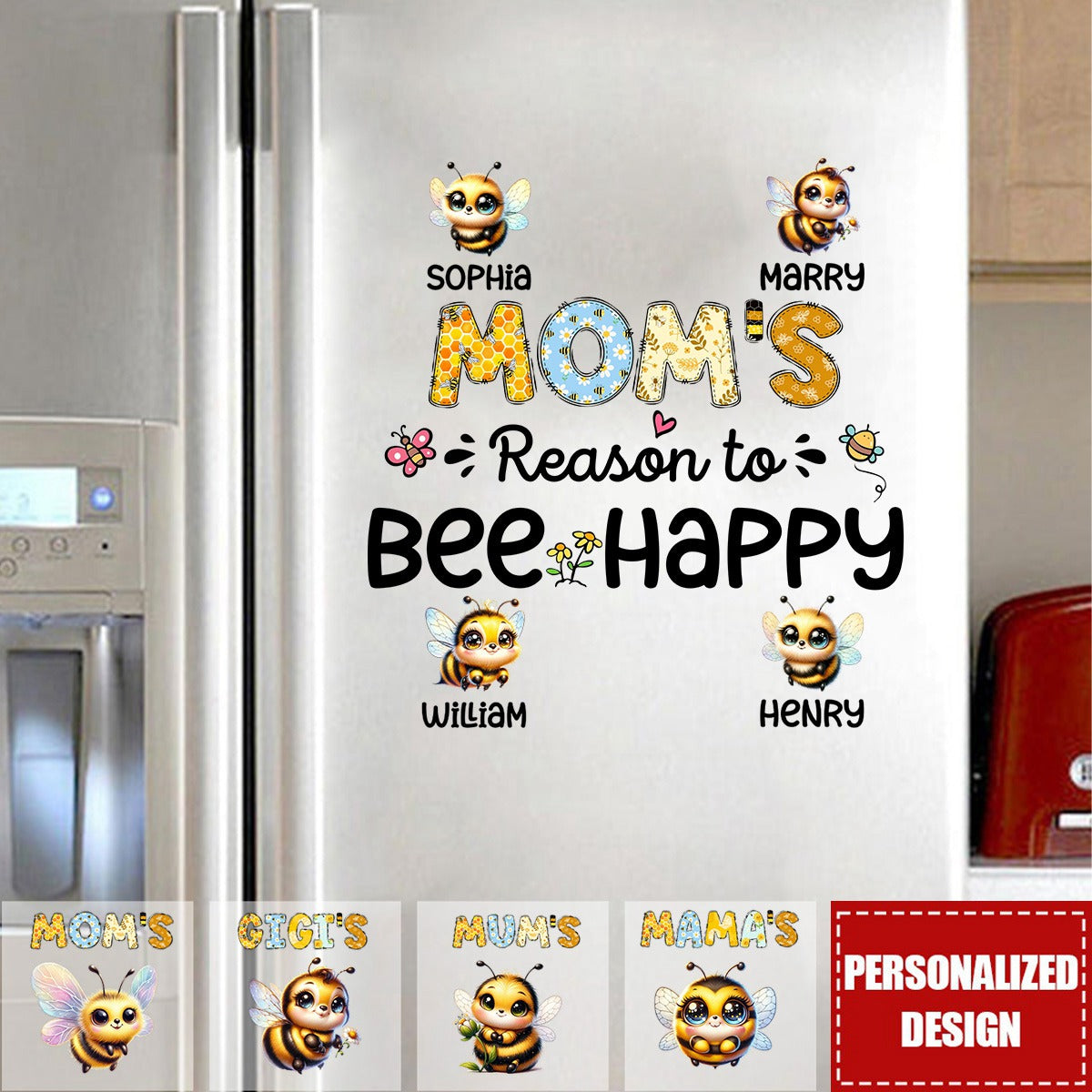 Gift For Nana's Reason To Bee Happy Shirt-Personalized Decal/Sticker-Gift For Grandma/Mom