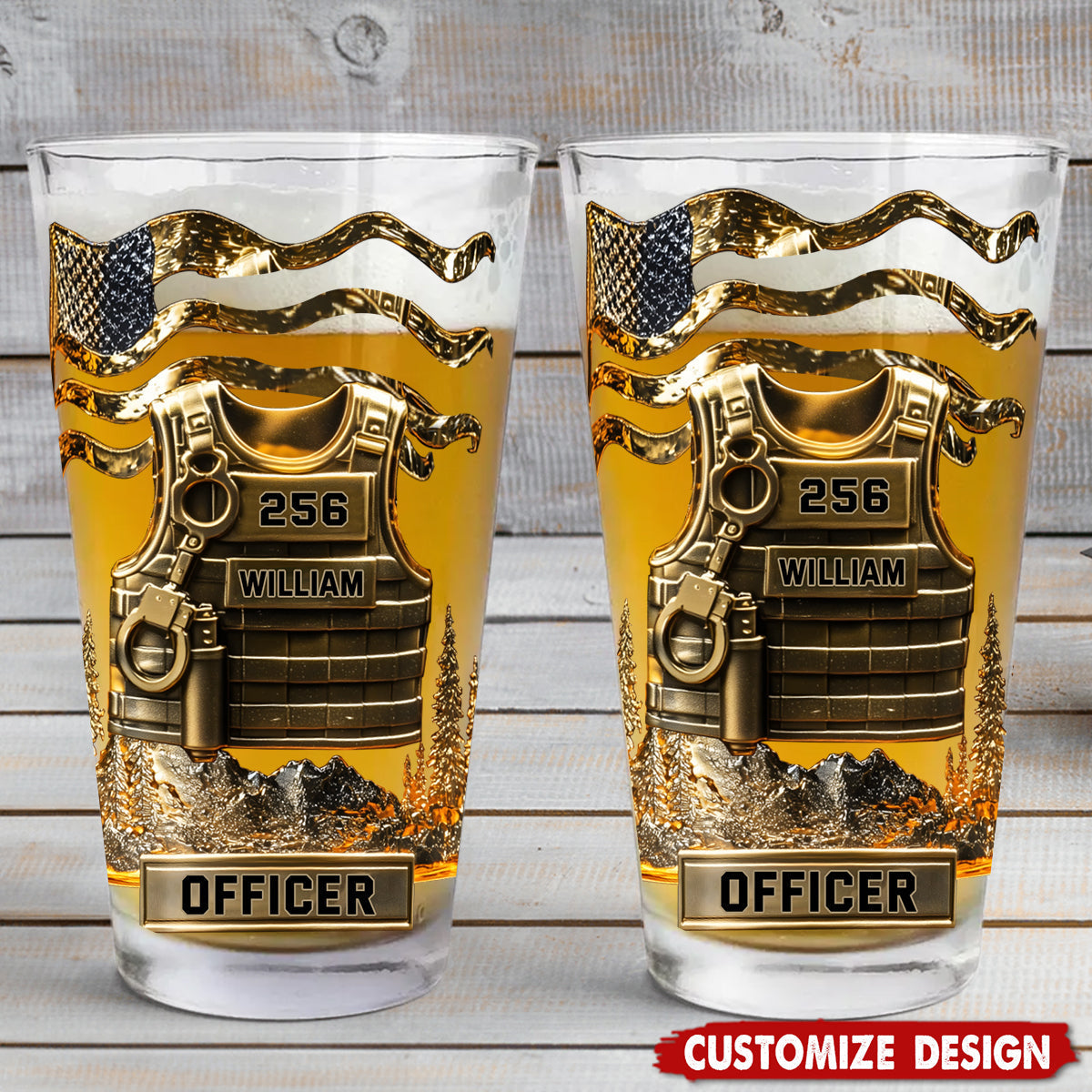Serve And Protect - Personalized Police Officer Beer Glass