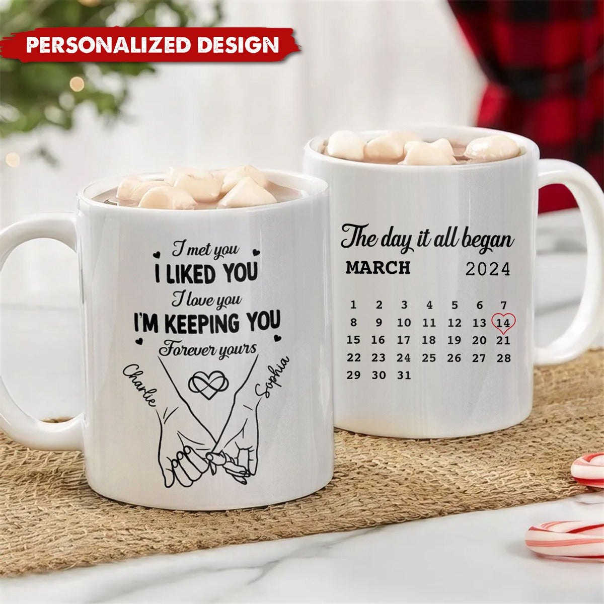 Couple Hand in Hand-Personalized Mug-Anniversary Gift For Couple