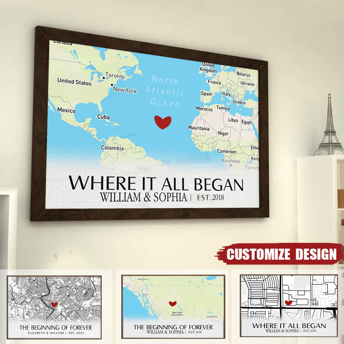 Where It All Began - Personalized Horizontal Poster - Gift For Couple