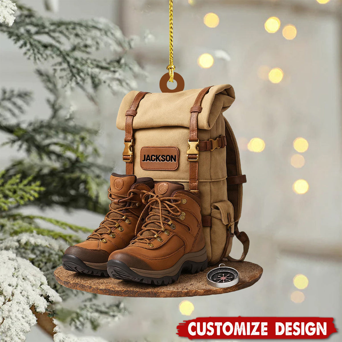 Personalized Hiking Flat Acrylic Ornament, Custom Hiking Lovers Christmas Ornament, Unique Camping Lover Gift, Xmas Gift For Hiking Club