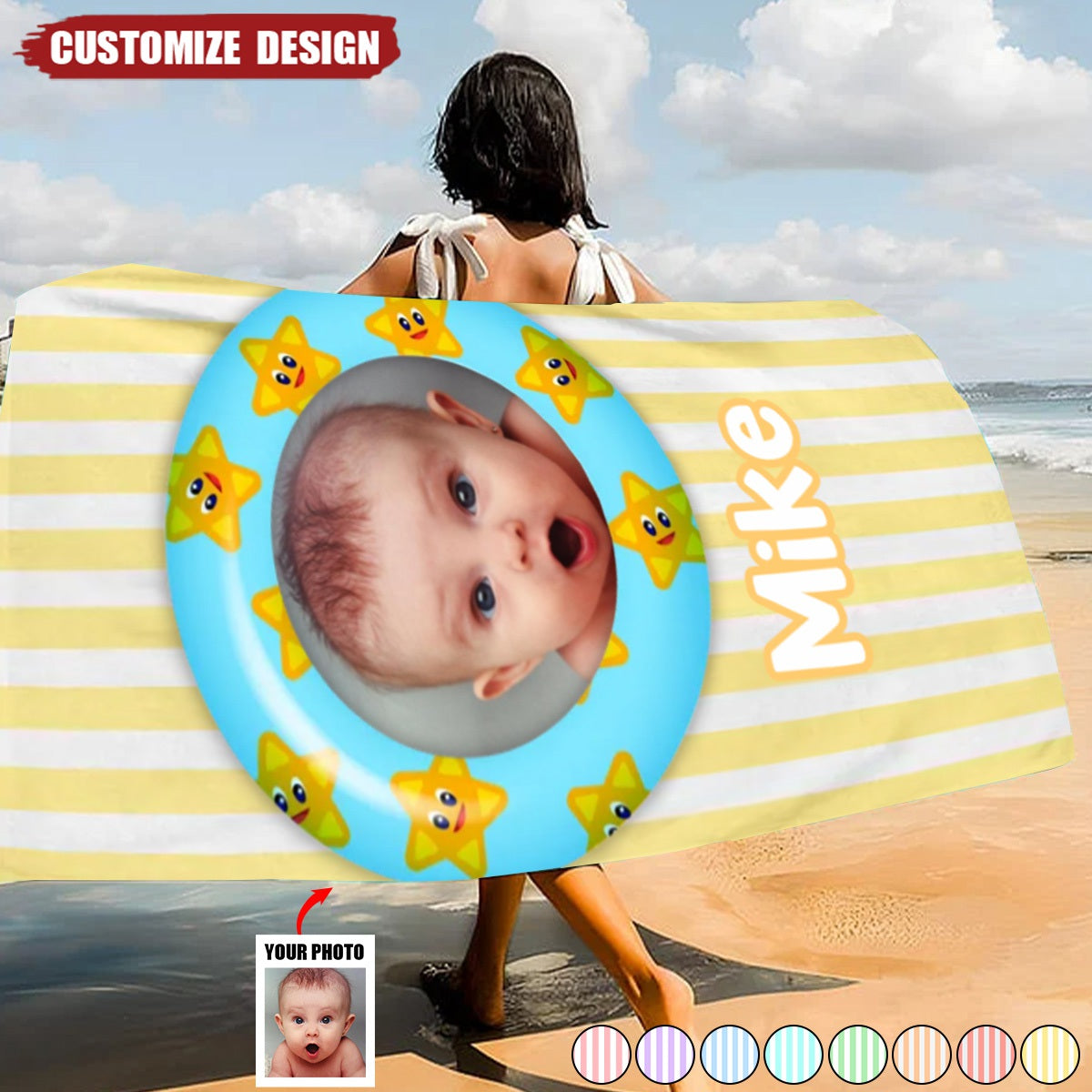 Kid Float Pool Party - Personalized Photo Beach Towel