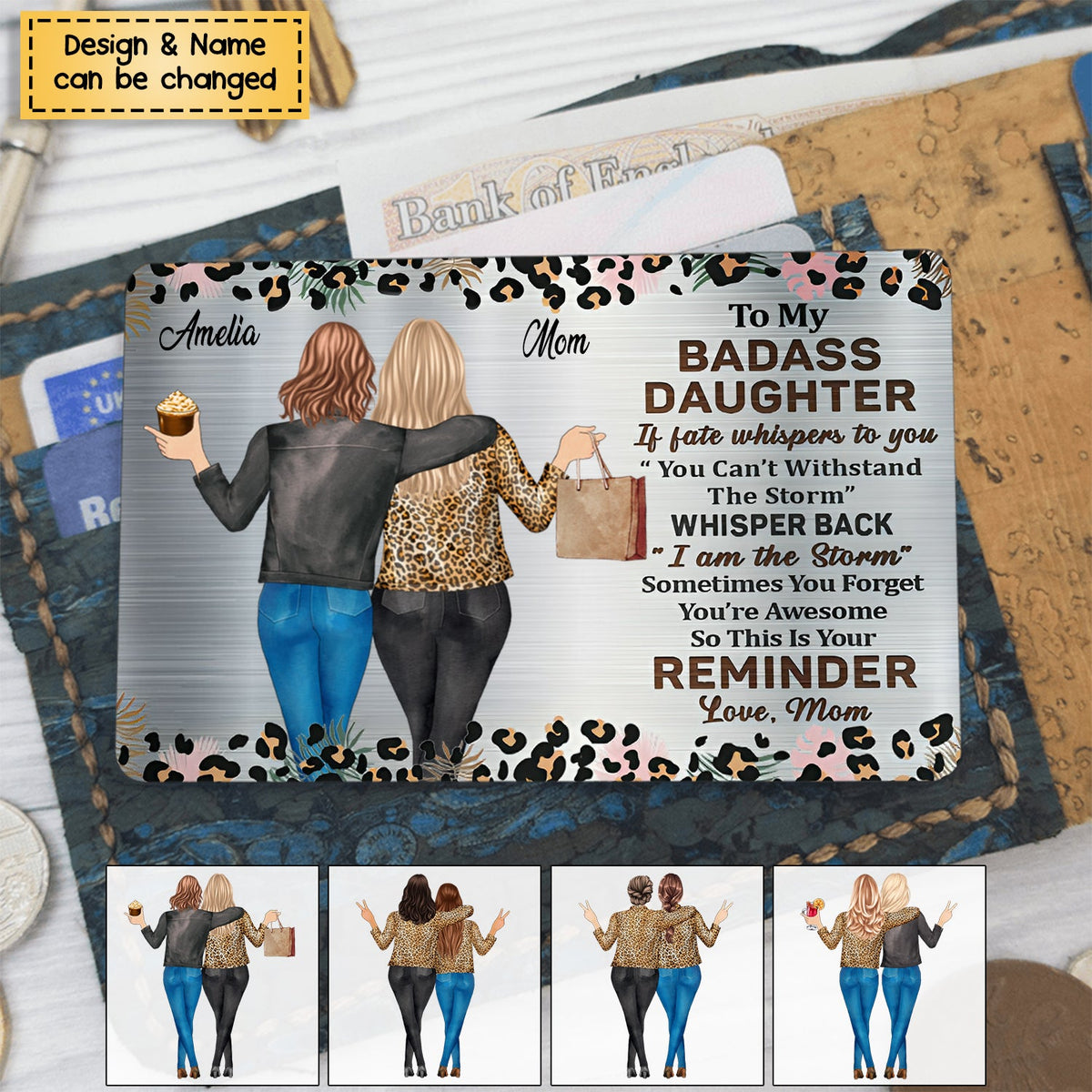 To My Badass Daughter- Personalized Stainless Wallet Card