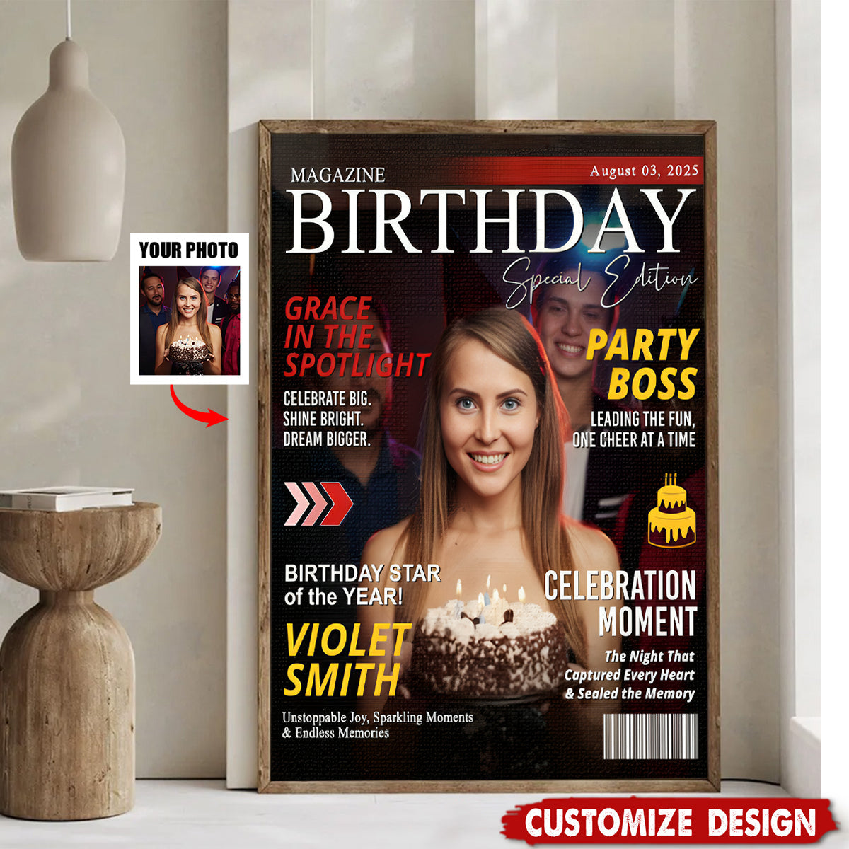 Personalized Birthday Magazine Cover Poster