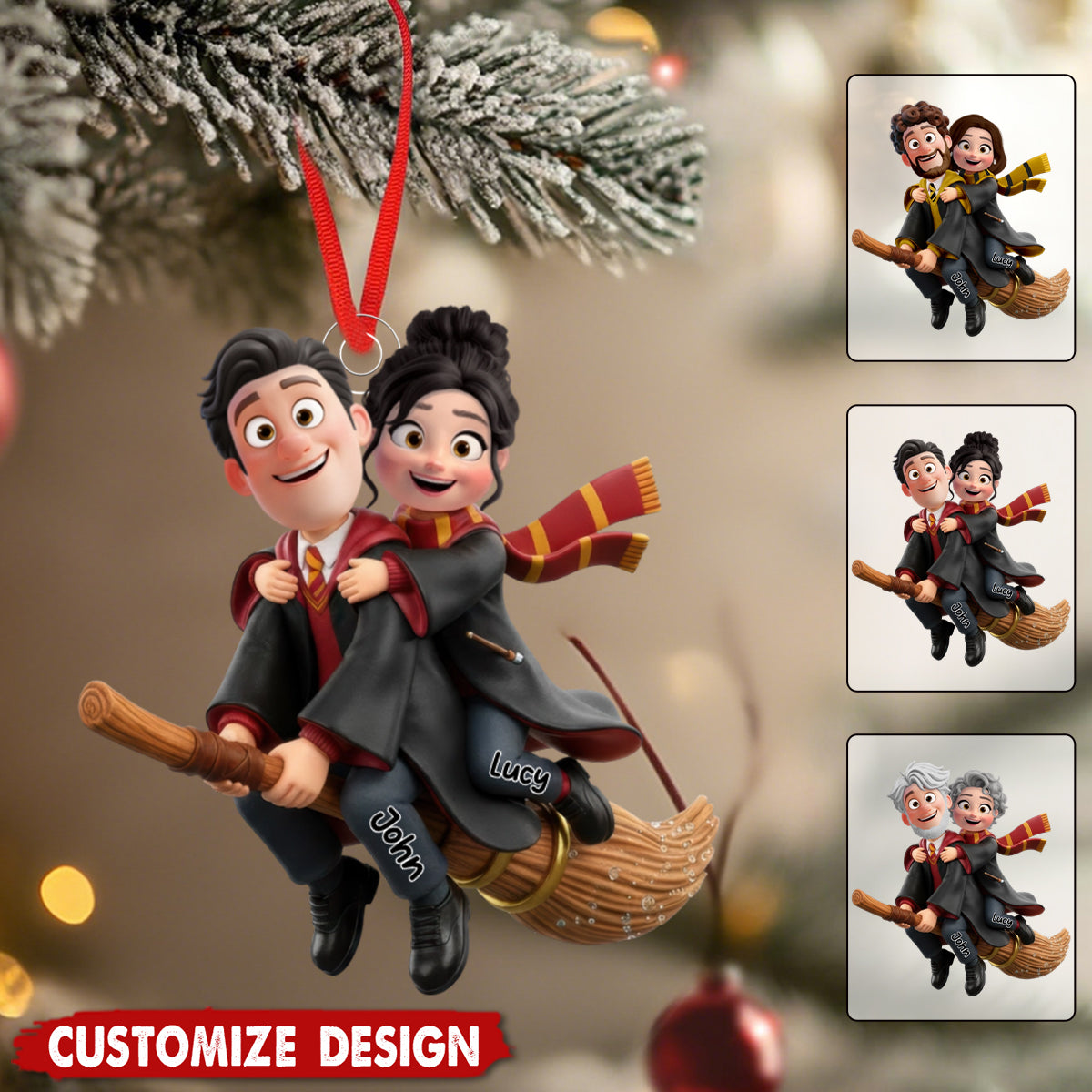 Flying Couple Christmas Ornament - Personalized Gifts For Couple