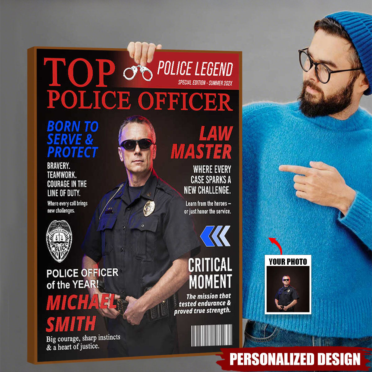 Personalized Police Officer Magazine Cover Poster-Police Officer Gifts