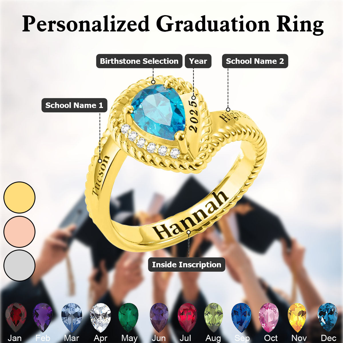 Personalized Class Ring-High School/University Graduation Gift