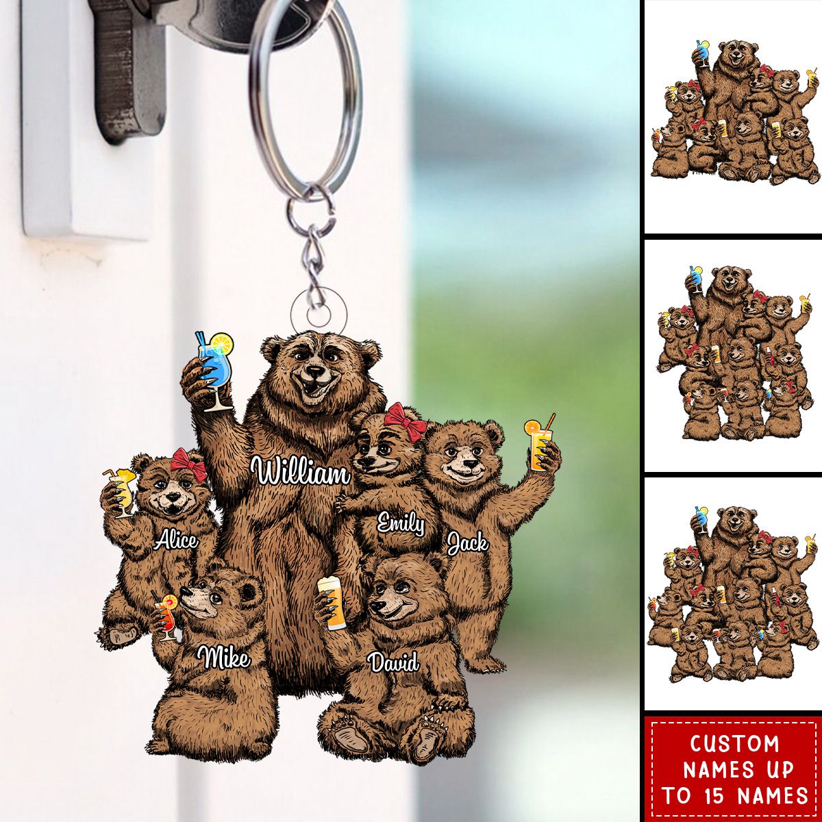 Papa Bear - Personalized Acrylic Keychain - Gift For Grandpa