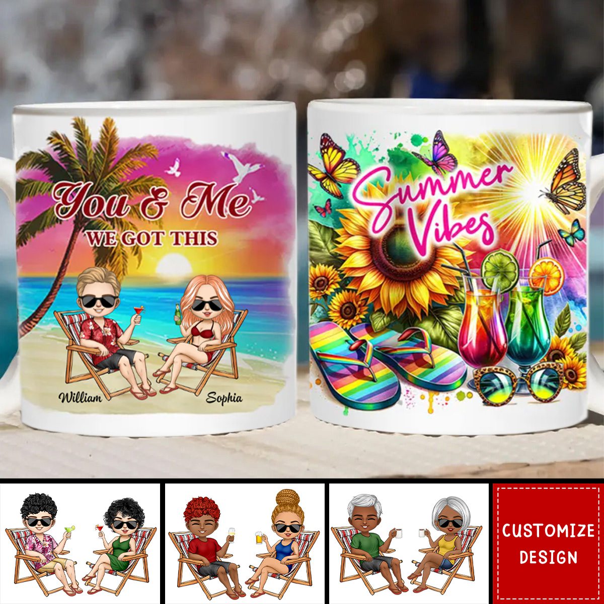 You & Me We Got This Couple Sitting On Beach Cheering Summer Vibes Personalized Mug