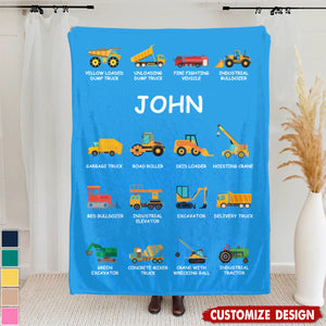 Personalized Construction Truck Blanket - Gift for Kids Truck Lovers