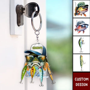 Grandpa/Dad Fishing With Kids - Personalized Acrylic Keychain