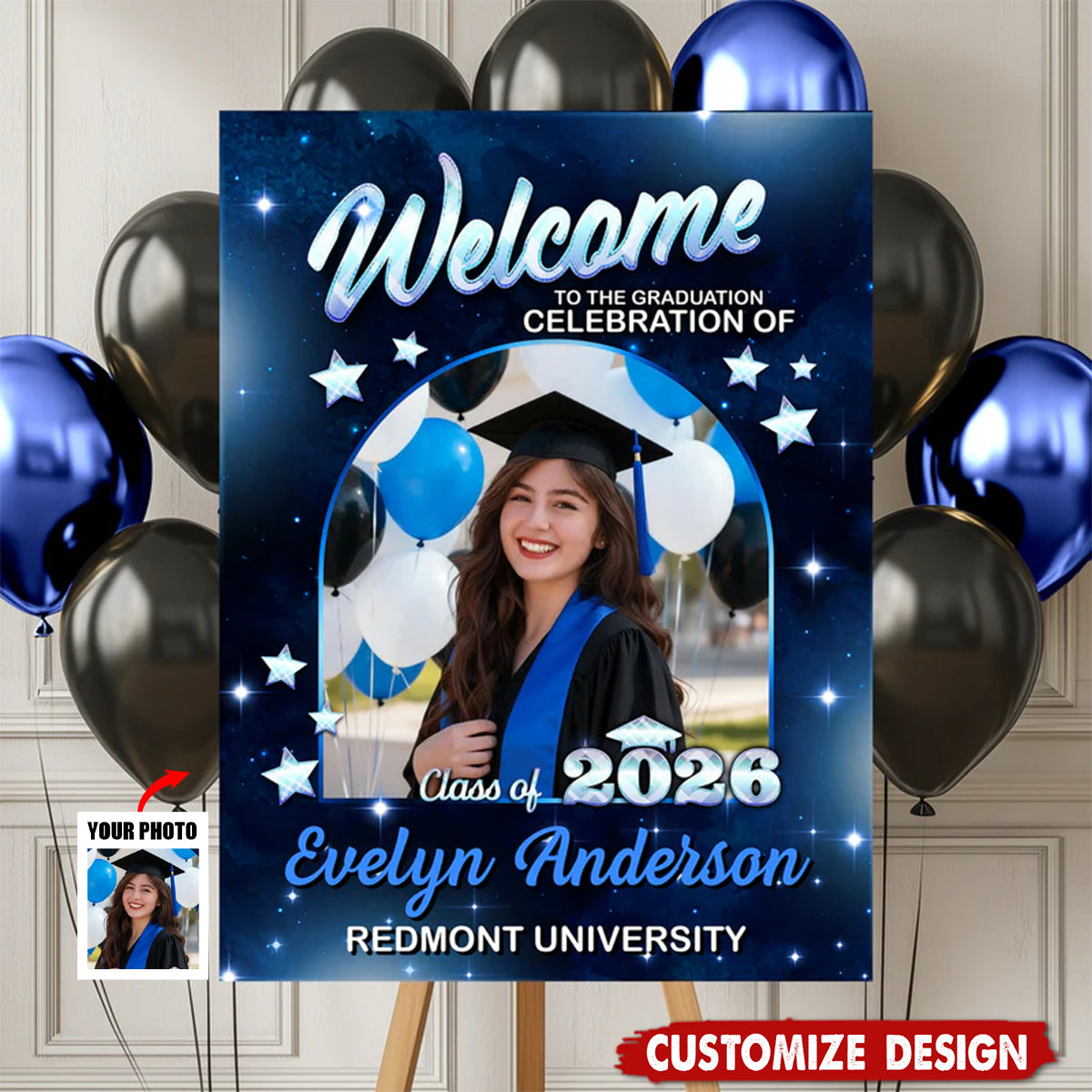 Class Of 2026 Party - Personalized Graduation Welcome Sign - Custom Photo Welcome Sign - Graduation Gifts