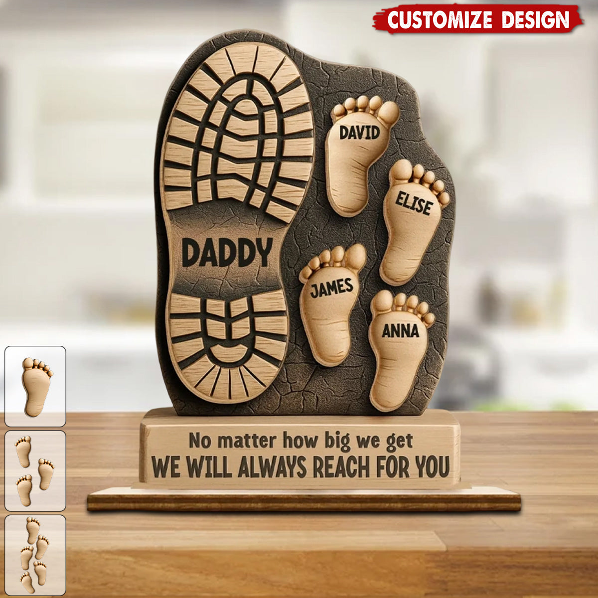 Your Footsteps Led Our Way - Family Personalized Shaped 2-Layered Wooden Plaque With Flat Stand