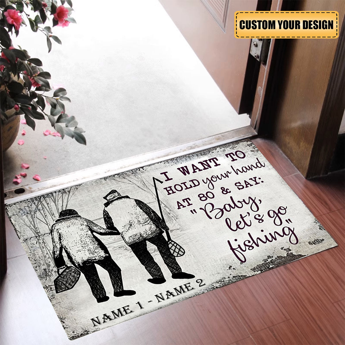Baby, Let's Go Fishing Doormat - Gift For Couple, Fishing Lovers