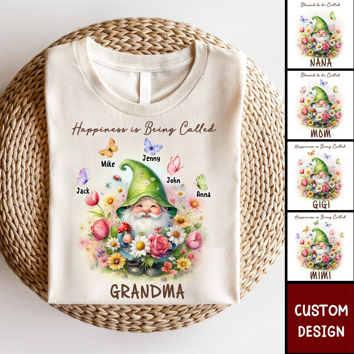 Happiness Is Being Called Grandma - Personalized T-Shirt - Mother's Day Gift