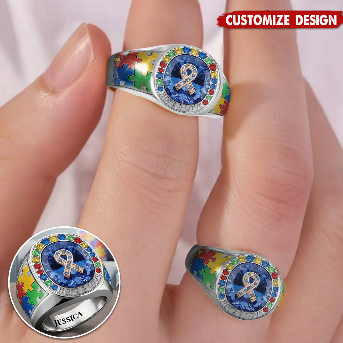 Everyone Communicates Differently - Personalized Autism Awareness Signet Ring