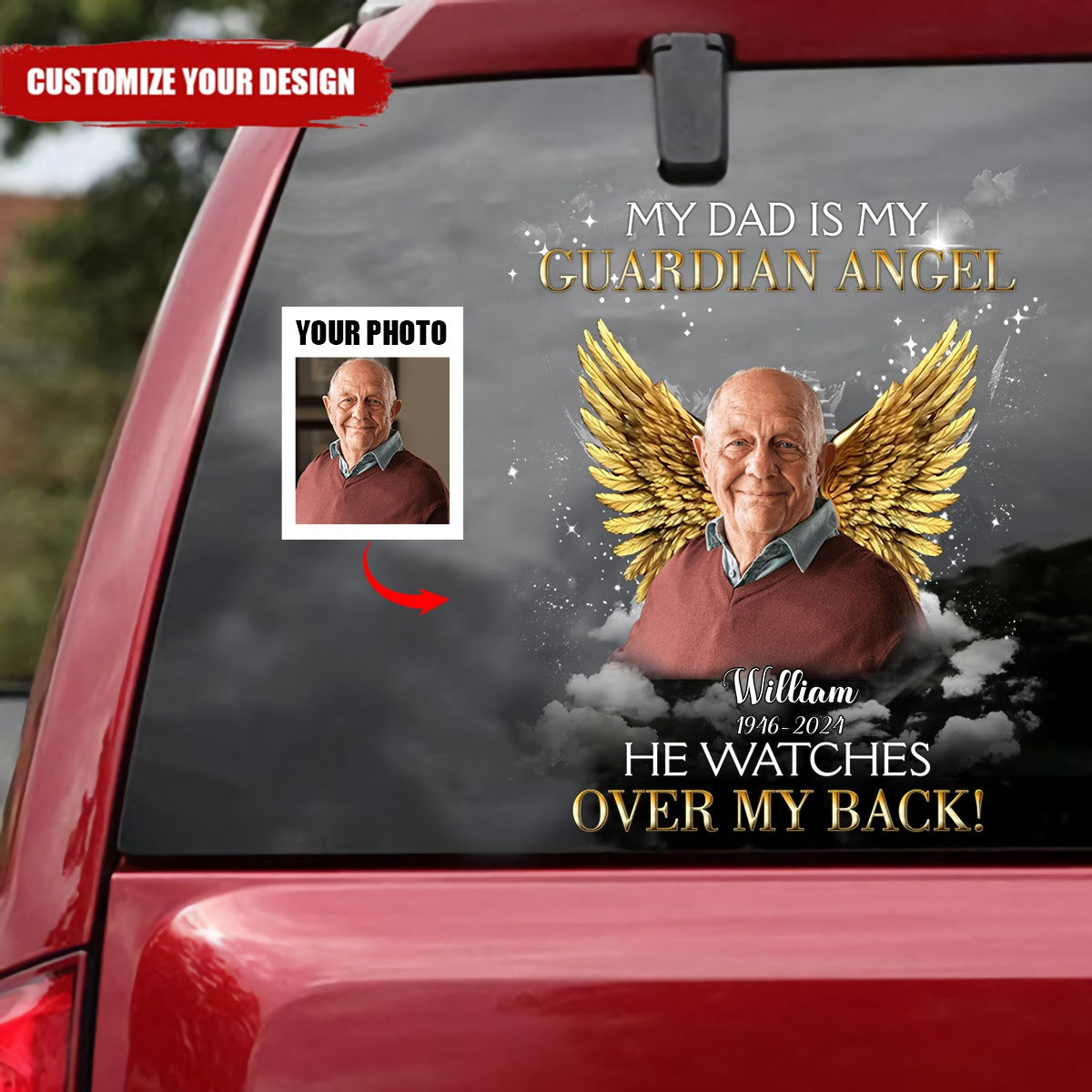 My Mom Is My Guardian Angel - Personalized Memorial Mom/ Dad Sticker/Decal