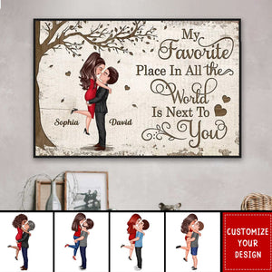 Favorite Place In The World Couple Kissing Personalized Poster, Gift For Couple/Family