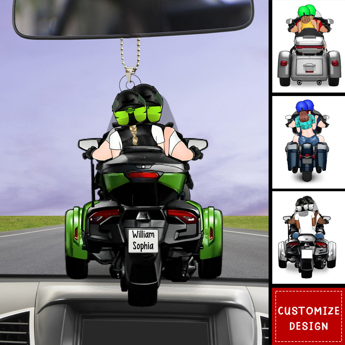 Personalized Motorcycle Lovers For Couples Acrylic Car Ornament-Gift For Motorcycle Lovers