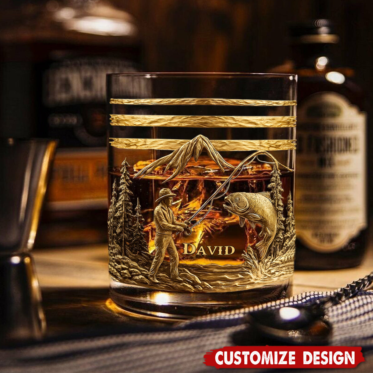 Fishing For Life - Personalized Fishing Whiskey Glass
