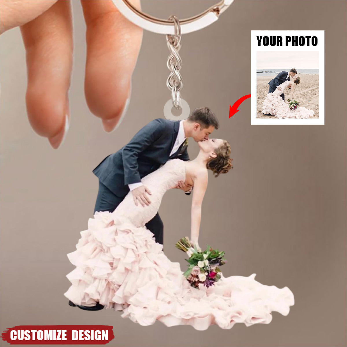 Personalized Couple Upload Photo Acrylic Keychain