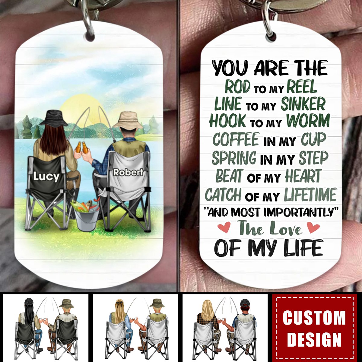 Personalized Fishing Couple Stainless Keychain - Gift Idea For Couple