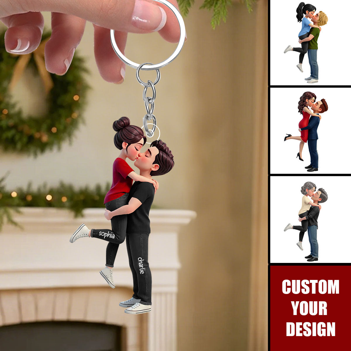 Personalized Cartoon Romantic Couple Keychain - Gift for Couple