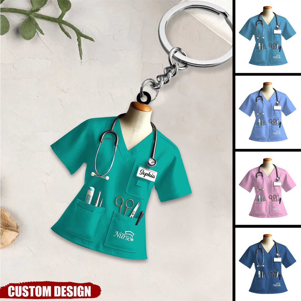 Personalized Nurse Uniform Keychain - timift
