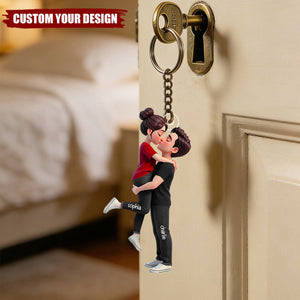 Personalized Cartoon Romantic Couple Keychain - Gift for Couple