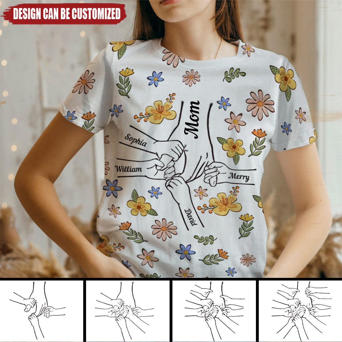 You Hold Our Hands, Also Our Hearts Personalized 3D T-shirt - Gift For Mom, Grandma