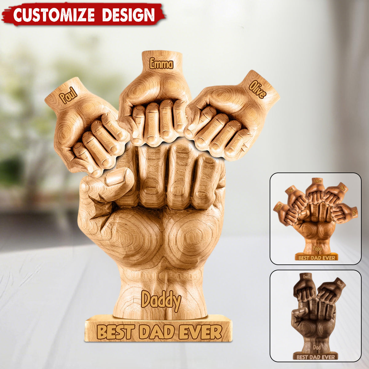 Best Dad Ever - Personalized Father Shaped Acrylic Plaque