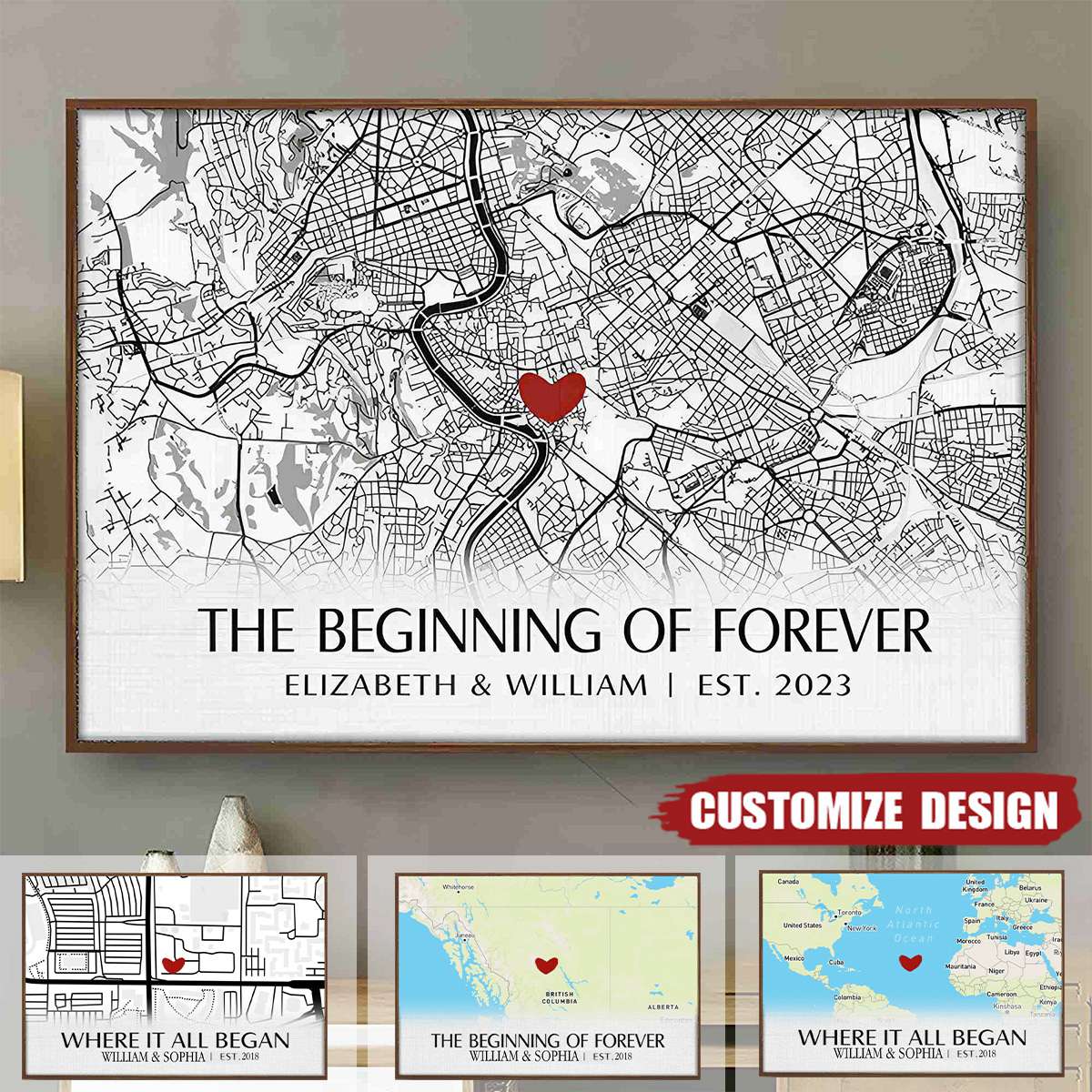 Where It All Began - Personalized Horizontal Poster - Gift For Couple