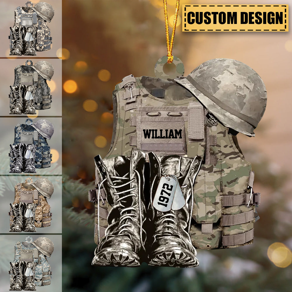 Personalized Camo Custom Name Christmas / Car Acrylic Ornament