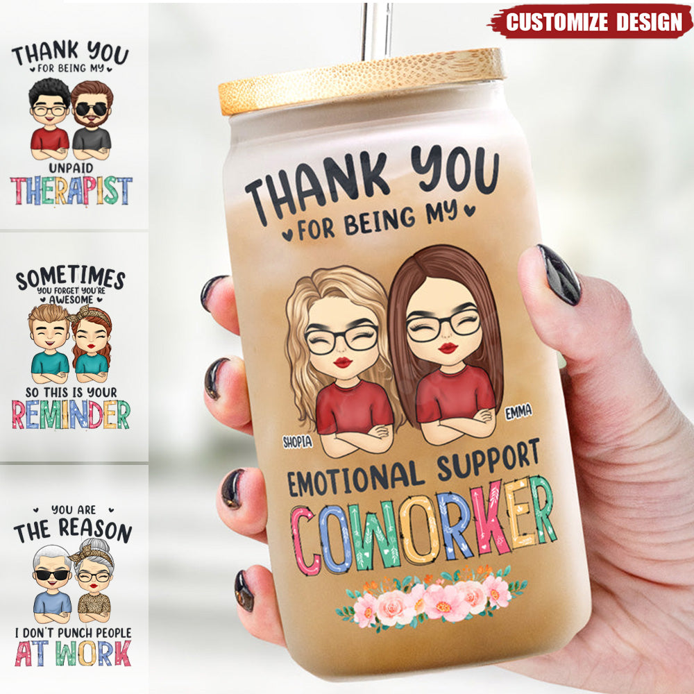 Thanks For Being My Unpaid Therapist - Personalized Glass Cup, Iced Coffee Cup - Gift For Best Friends, Sisters