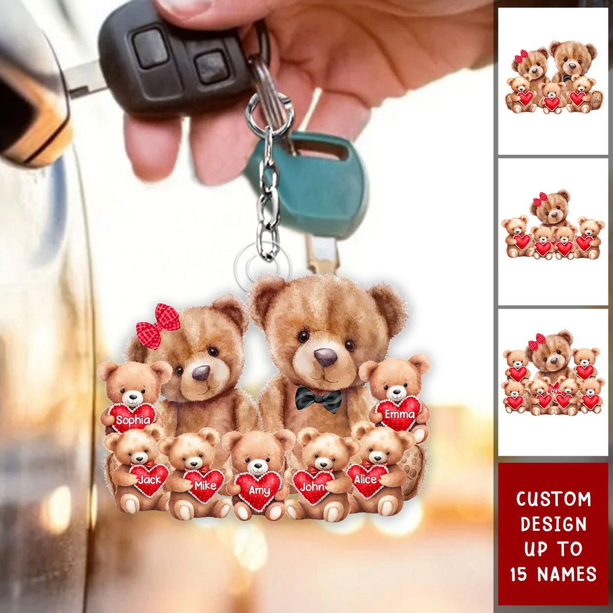Bear Family With Little Bear Kids Personalized Acrylic Keychain