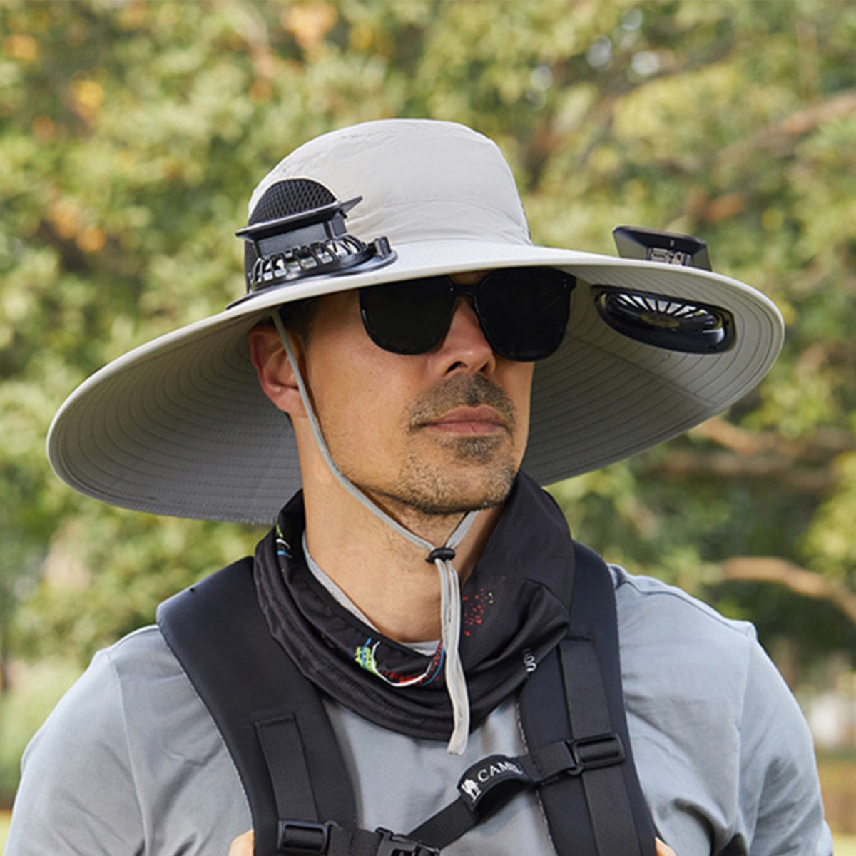 Wide Brim Solar Fan Outdoor Fishing Hat-Solar & USB Charging - Father's Day Gift