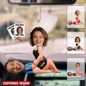 Personalized Naughty Photo Acrylic Car Ornament - Gifts For Couple