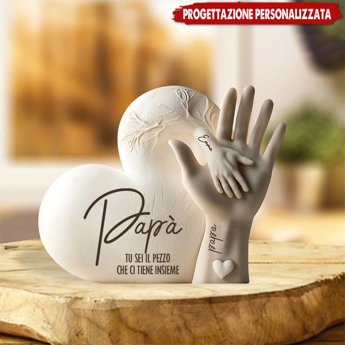Papà, sei il pezzo che ci tiene uniti - Targa acrilica personalizzata, regalo per la festa del papà